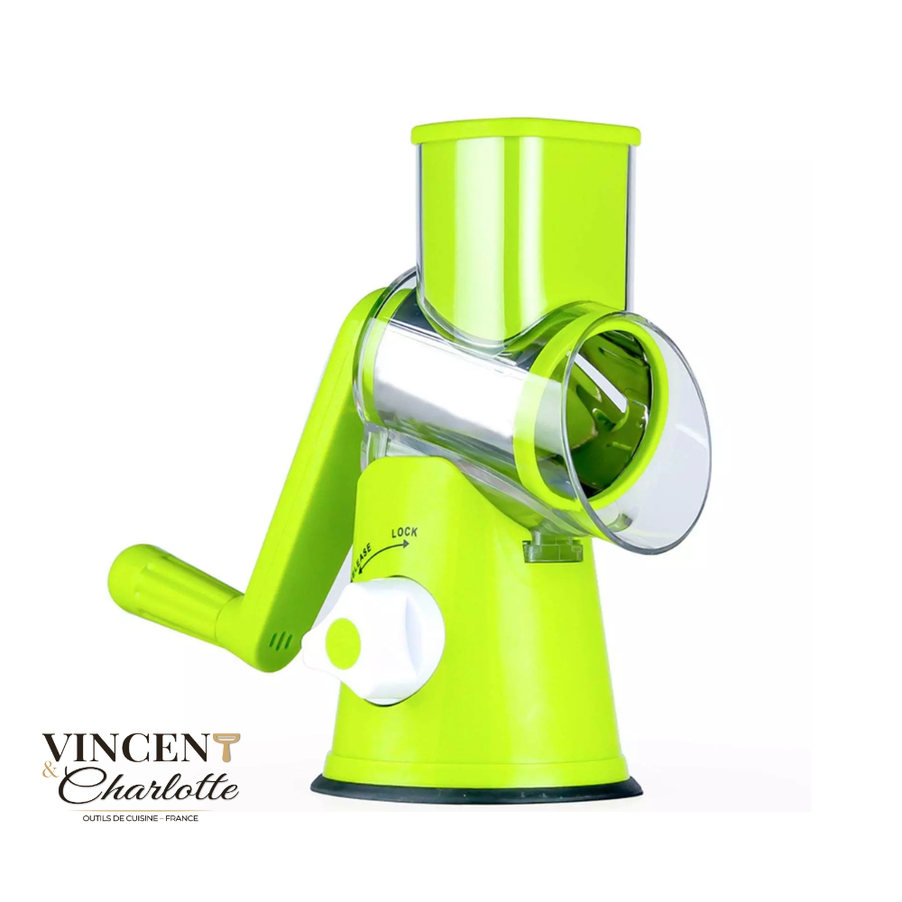 Pack complet 4 cylindres + Économe offert – Râpe à légumes manuelle multifonction inox | Vincent & Charlotte – Image 7