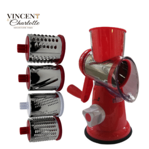 Pack complet 4 cylindres + Économe offert – Râpe à légumes manuelle multifonction inox | Vincent & Charlotte